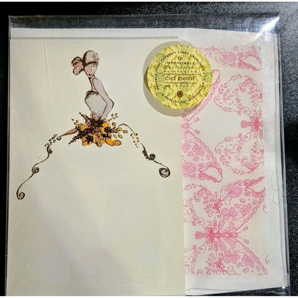 Printable Stationary Invitations & Lined Envelopes 5x8" 10pc Set Wedding Bridal